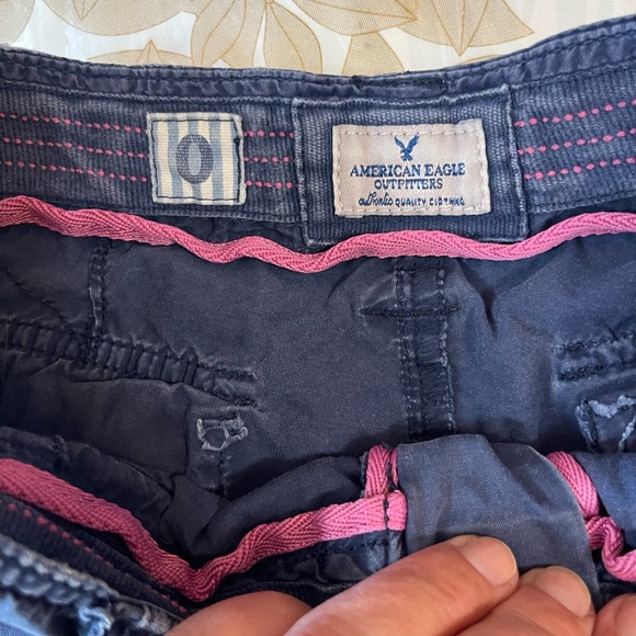 Set Of 2 American Eagle Outfitters Cotton  Shorts Sz 0/ 00 Blue/ Coral - Picture 8 of 9